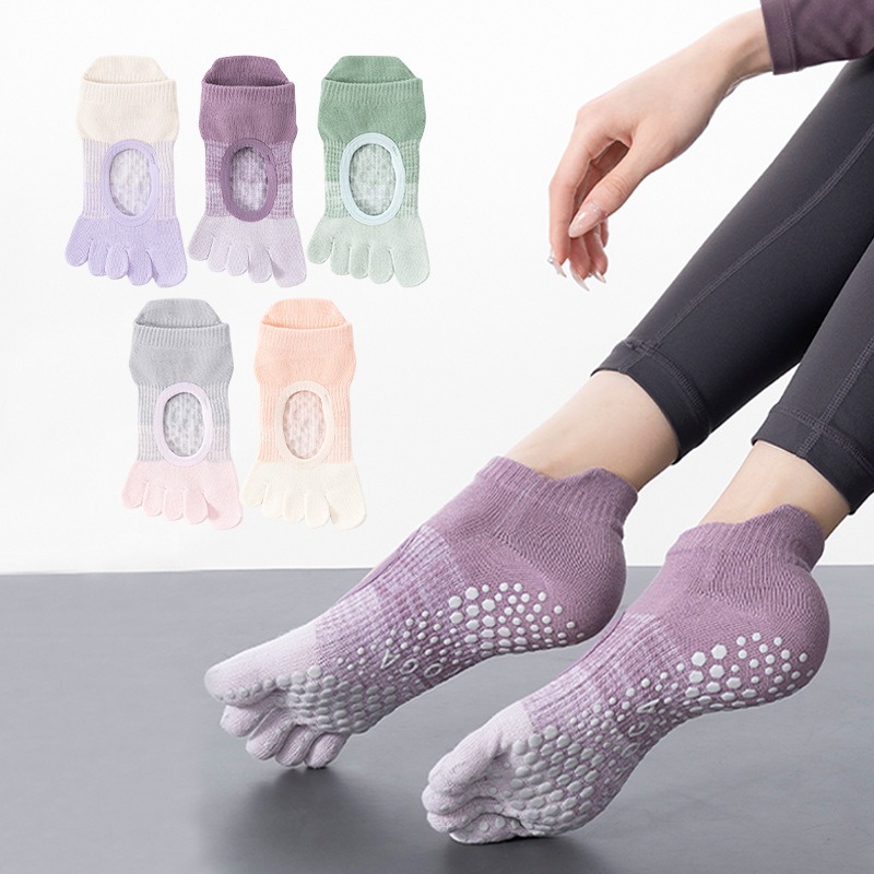 Yoga Fitness Training - Damen-Yoga-Socken mit fünf Zehen, rutschfeste Fitness-Kurzsocken,