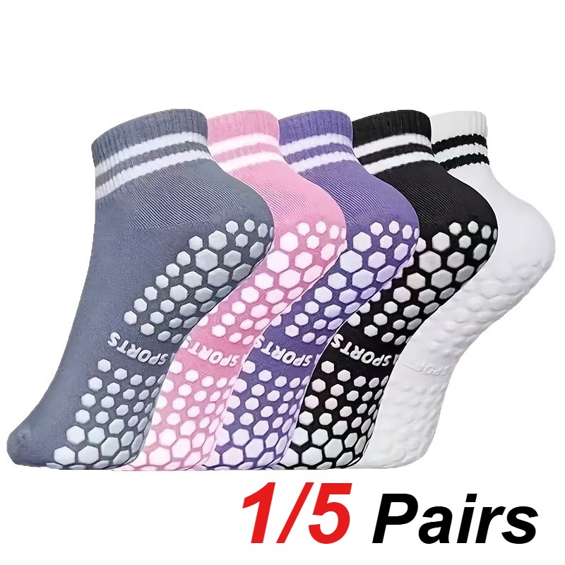 Yoga Of Fitness - 1/5 Paar Damen-Silikon-Anti-Rutsch-Socken für Pilates, Yoga,